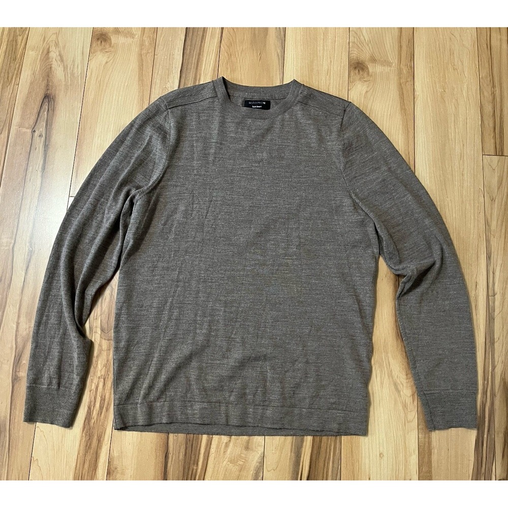 Nordstrom Men's Tech Smart Medium Crewneck Wool Sweater Brown *Seam Defect